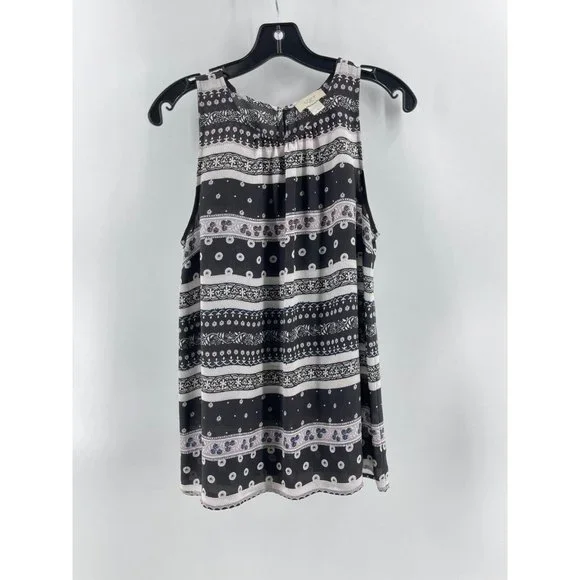 Ann Taylor Loft Women's Striped Floral Print Sleeveless Top Shirt Blouse Size M - Picture 2 of 12
